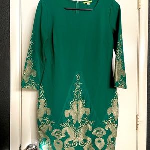 Indian inspired fitted dress . Gold thread . Perfect for a wedding